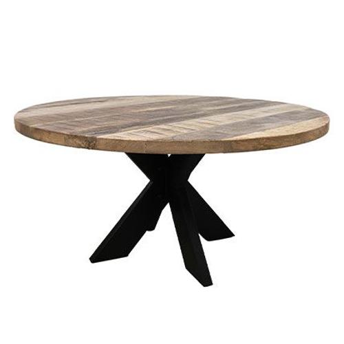 Table Basse Ronde 80x45 Cm En Manguier Et Métal Naturel Et Noir