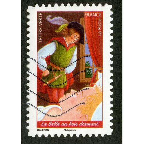 Timbre Oblitéré La Belle Au Bois Dormant, Lettre Verte, France, La Poste, Galeron