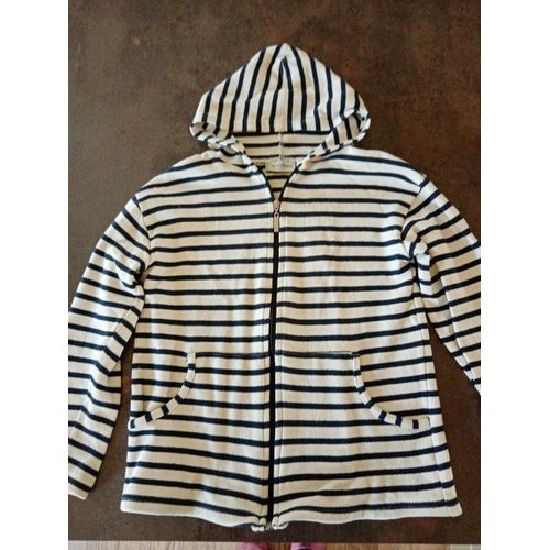 Blouson Capuche Été Blanc Marine 10 Ans Les Trois Dauphins Très Bon État