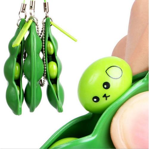 Porte-Clef,3 Pack Écraser Un Porte-Clés Presser Un Haricot Squishy Soya Pour Enfants Jouets De Pois Fidget Toys Pour Pendentifs Anxiété Anti Stress