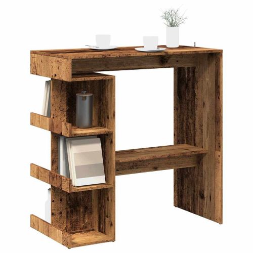 Vidaxl Table De Bar Étagère De Rangement Vieux Bois 100 X 48 X 101,5cm