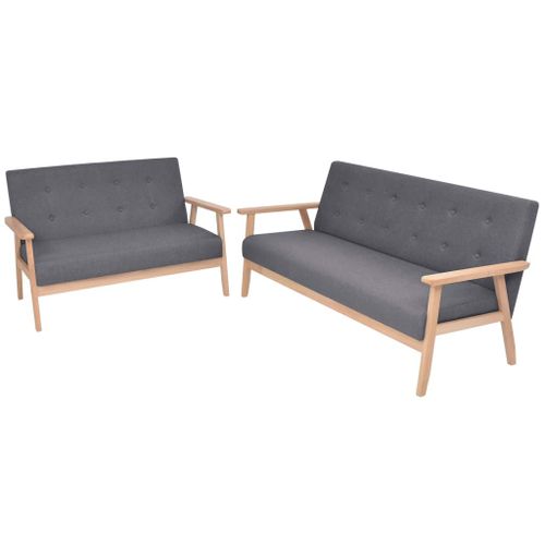 Vidaxl Ensemble De Canapés 2 Pcs Tissu Gris Foncé