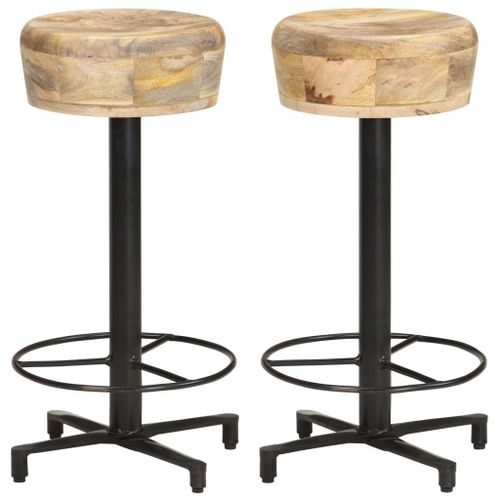 Vidaxl Tabourets De Bar Lot De 2 66 Cm Bois De Manguier Massif