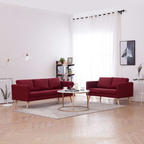 Vidaxl Ensemble De Canapé 2 Pcs Tissu Rouge Bordeaux