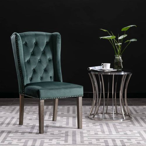 Vidaxl Chaise De Salle À Manger Vert Foncé Velours