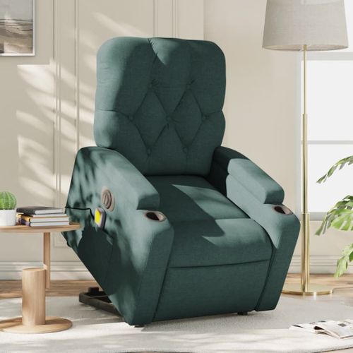 Vidaxl Fauteuil Inclinable De Massage Électrique Vert Foncé Tissu