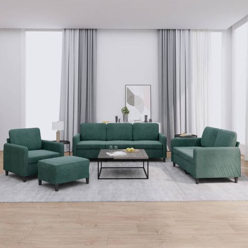 Vidaxl Ensemble De Canapés 4 Pcs Vert Foncé Velours