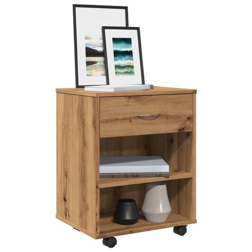 Vidaxl Armoire Roulante Chêne Artisanal 46x36x59 Cm Bois D'ingénierie
