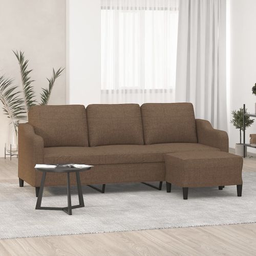 Vidaxl Canapé À 3 Places Avec Repose-Pieds Marron 180 Cm Tissu