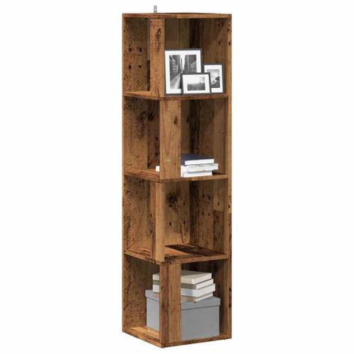 Vidaxl Armoire D'angle Vieux Bois 33x33x132 Cm Bois D'ingénierie