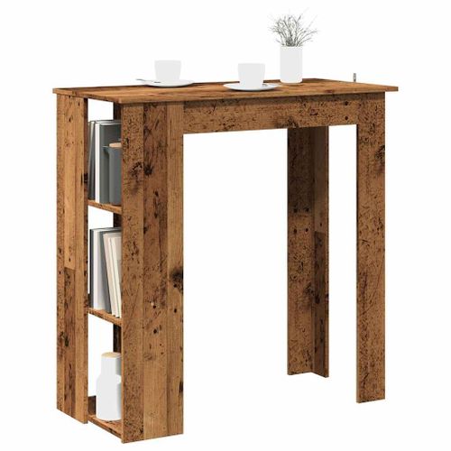 Vidaxl Table De Bar Avec Étagère Vieux Bois Bois D'ingénierie