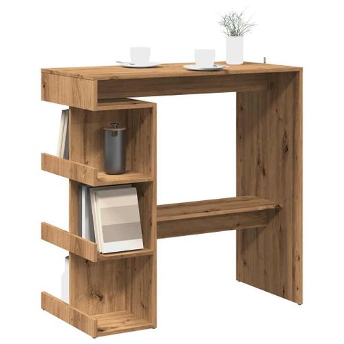 Vidaxl Table De Bar Avec Étagère De Rangement Chêne Artisanal