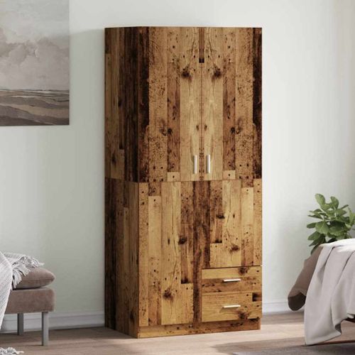 Vidaxl Garde-Robe Vieux Bois 80x52x180 Cm Bois D'ingénierie