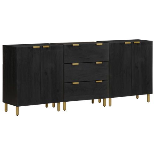 Vidaxl Buffets 3 Pcs Noir Bois D'ingénierie
