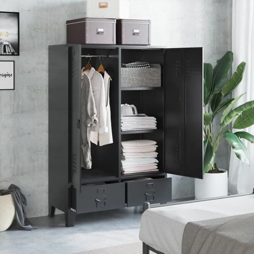 Vidaxl Garde-Robe Industrielle Noir 90x40x140 Cm Acier