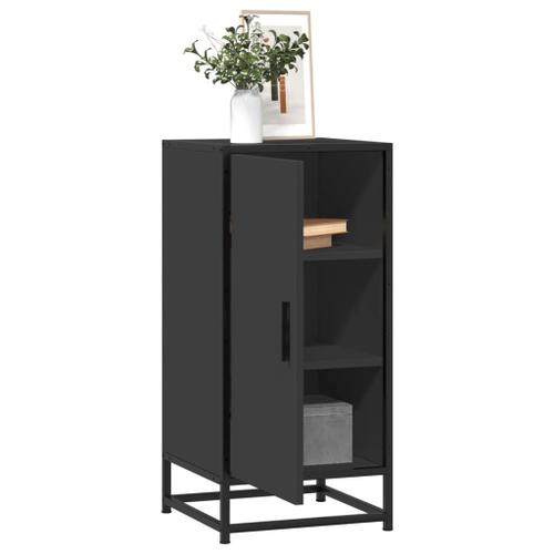 Vidaxl Buffet Noir 35,5x35x76 Cm Bois D'ingénierie Et Métal