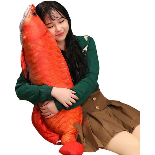 Oreiller De Poisson Farci - Poupée En Peluche Douce Arowana Avec Fermeture À Glissière Invisible # Barrière De Lit En Mousse Pour Tout-Petits, Enfants, Adultes Et Personnes Âgées