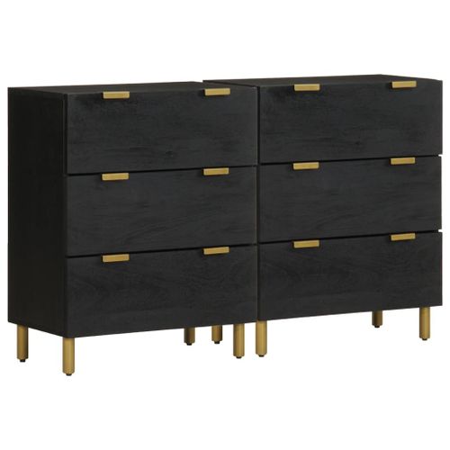 Vidaxl Buffets 2 Pcs Noir 60x33x75 Cm Bois D'ingénierie