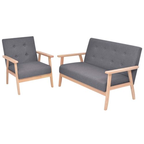 Vidaxl Ensemble De Canapés 2 Pcs Tissu Gris Foncé