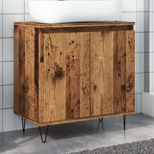 Vidaxl Armoire De Salle De Bain Vieux Bois 58x33x60 Cm Bois Ingénierie