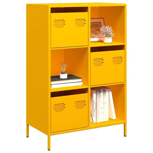 Vidaxl Buffet Haut Jaune Moutarde 68x39x103,5 Cm Acier