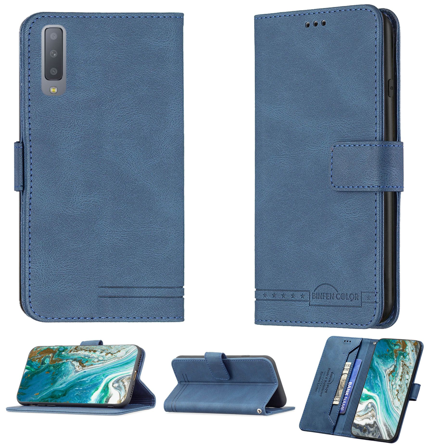 Coque Pour Samsung Galaxy A7 (2018) Coque Compatible Avec Samsung Galaxy A7 (2018) Coque Etui Housse Case Cover Bf09 Blue