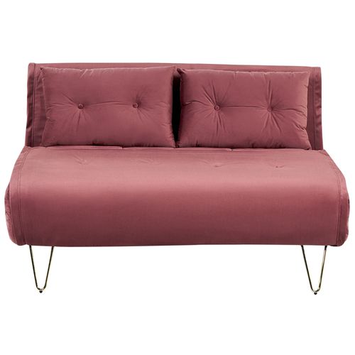 Canapé Convertible 2 Place En Velours Rose Vestfold