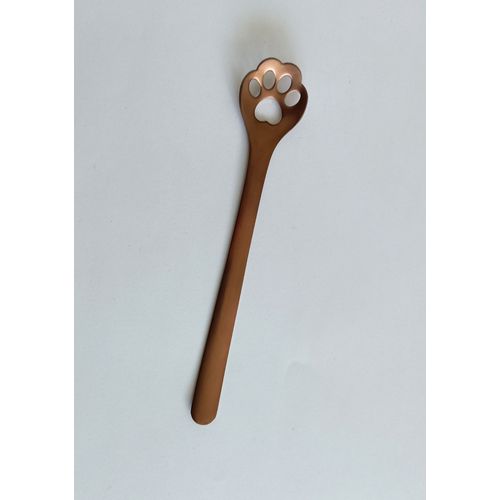 Cuillere Trouee Bronze Patte De Chat. Acier Inoxydable. 15 Cm