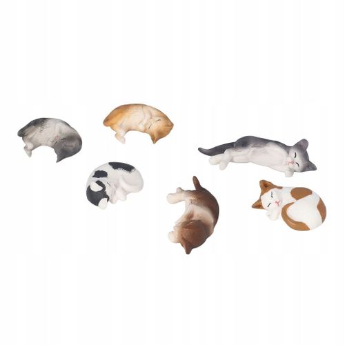 6 Pieces Mini Figurines De Chat Style De Couchage Couleur Vive