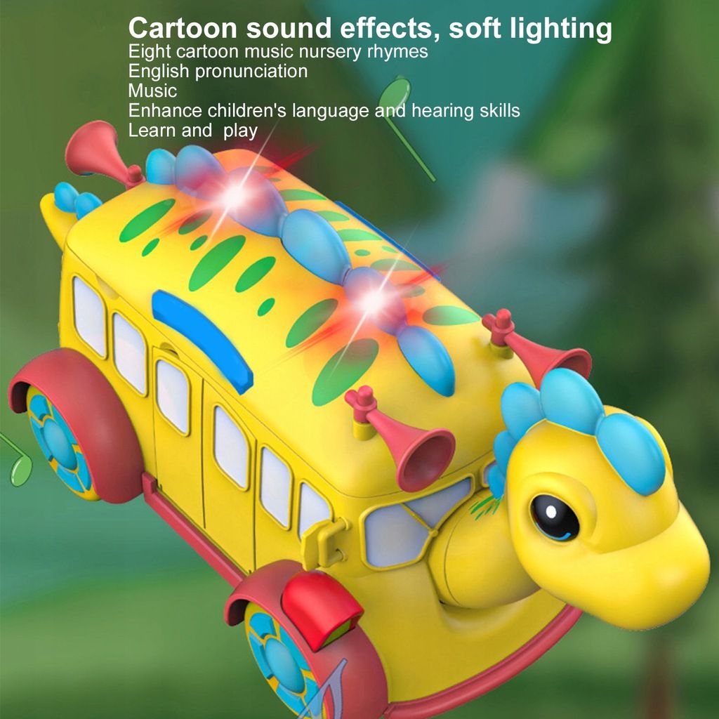 Jouets De Bus De Dinosaure Cartoon Light Early Education - 4