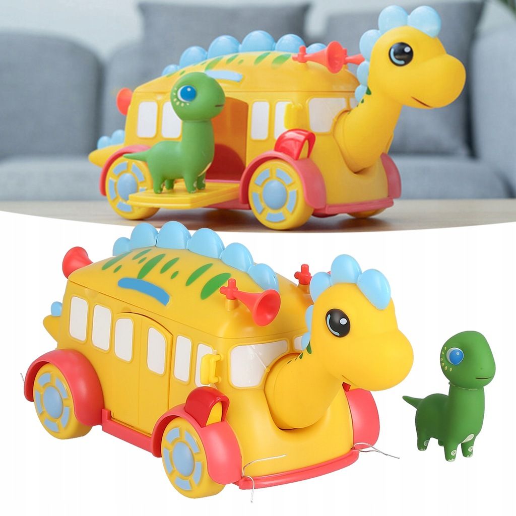 Jouets De Bus De Dinosaure Cartoon Light Early Education - 8