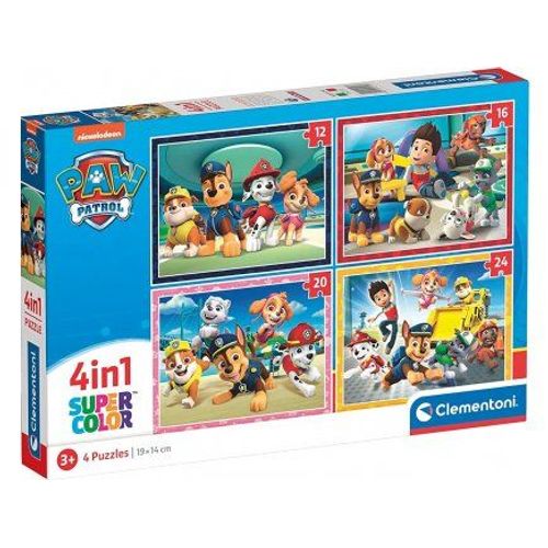 Coffret 4 Puzzles Pat Patrouille 12 - 16 - 20 - 24 Pieces Ryder Marcus Ruben Rocky Chase Stella Set Puzzle Enfant + 1 Carte Tigre