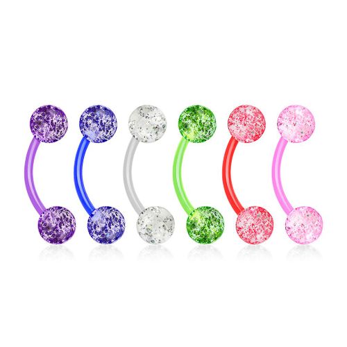 Lot 6 Piercings Arcade Paillettes Yael Barre Acrylique Flexible Bioflex Sourcil Oreille Cartilage Tragus Helix Barbell Lovepiercing
