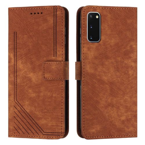Coque Pour Samsung Galaxy S20,Etui De Samsung Galaxy S20 Premium En Cuir Pochette Protection,Étui Pour Samsung Galaxy S20 Portefeuille Rabat Clapet Case,Marron