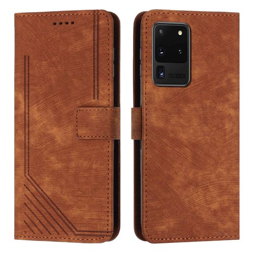 Coque Pour Samsung Galaxy S20 Ultra,Etui De Samsung Galaxy S20 Ultra Premium En Cuir Pochette Protection,Étui Pour Samsung Galaxy S20 Ultra Portefeuille Rabat Clapet Case,Marron