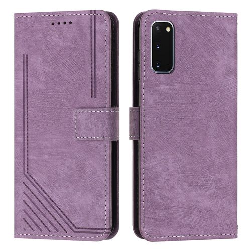 Coque Pour Samsung Galaxy S20,Etui De Samsung Galaxy S20 Premium En Cuir Pochette Protection,Étui Pour Samsung Galaxy S20 Portefeuille Rabat Clapet Case,Violet