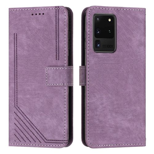 Coque Pour Samsung Galaxy S20 Ultra,Etui De Samsung Galaxy S20 Ultra Premium En Cuir Pochette Protection,Étui Pour Samsung Galaxy S20 Ultra Portefeuille Rabat Clapet Case,Violet