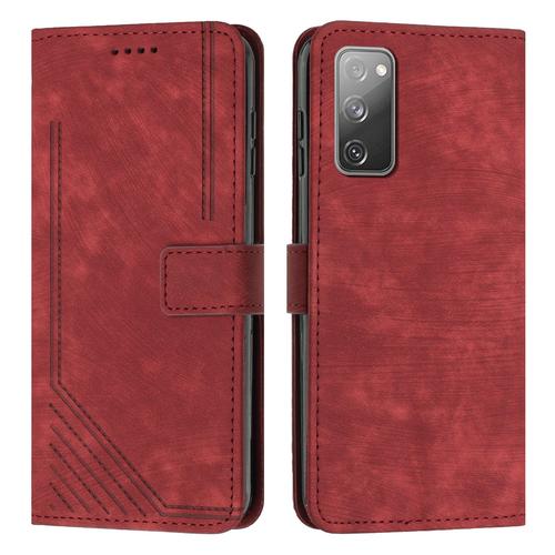 Coque Pour Samsung Galaxy S20 Fe,Etui De Samsung Galaxy S20 Fe Premium En Cuir Pochette Protection,Étui Pour Samsung Galaxy S20 Fe Portefeuille Rabat Clapet Case,Rouge