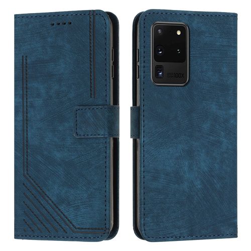 Coque Pour Samsung Galaxy S20 Ultra,Etui De Samsung Galaxy S20 Ultra Premium En Cuir Pochette Protection,Étui Pour Samsung Galaxy S20 Ultra Portefeuille Rabat Clapet Case,Bleu