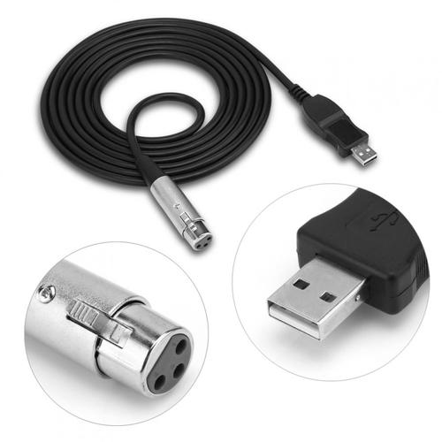 Adaptateur de câble USB mâle vers XLR femelle micro micro Studio Audio Link noir