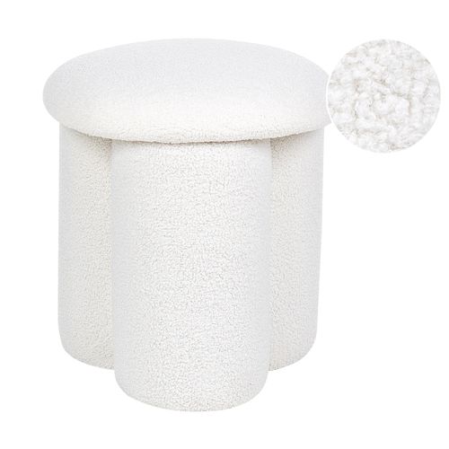 Pouf En Bouclé Blanc Carrington