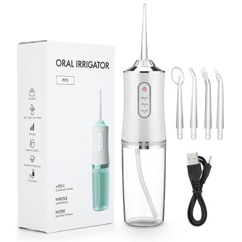 Blanc Irrigateur Buccal Portable Pour Le Blanchiment Des Dents, Jet D'eau Dentaire Injuste, Cure-Fil Dentaire, Machine À Laver La Bouche, Santé Blanc