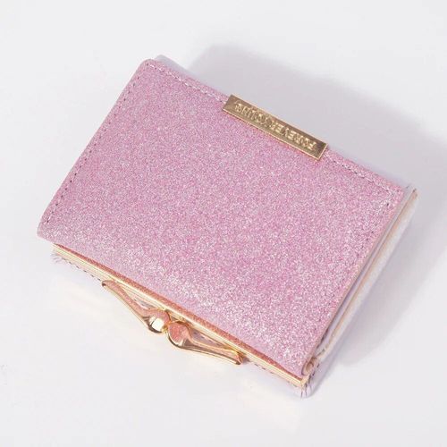 Portefeuille en cuir brillant pour femme,sac court décontracté,clip en cuir,bouton en métal,nouvelle mode 2024