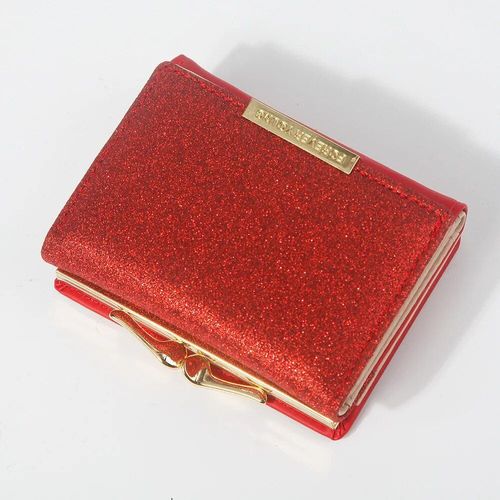 Portefeuille en cuir brillant pour femme,sac court décontracté,clip en cuir,bouton en métal,nouvelle mode 2024