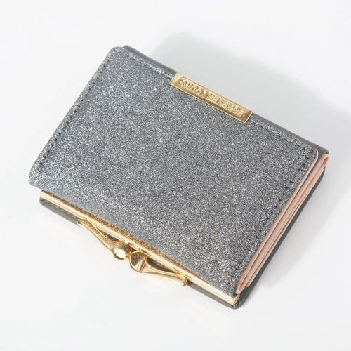 Portefeuille en cuir brillant pour femme,sac court décontracté,clip en cuir,bouton en métal,nouvelle mode 2024