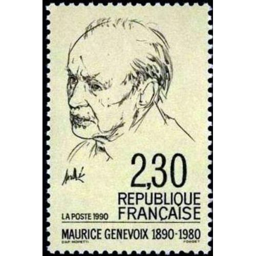 Timbre France 1990, Oblitéré - Maurice Genevoix (1890-1980) - 2.30 - Yt2671