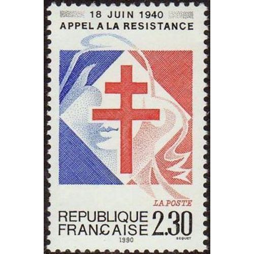 Timbre France 1990, Oblitéré - Appel Du 18 Juin 1940 - 5.00 - Yt2656