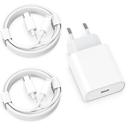 CHARGEUR RAPIDE PRISE SECTEUR + CABLE USB-C IPHONE 14/13/12/11/XS