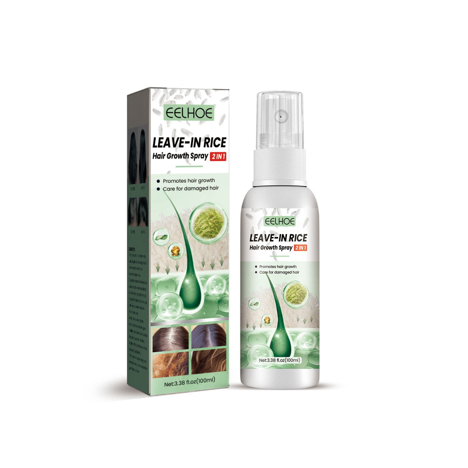 Spray De Soin Des Cheveux De Riz Jetable Anti-Perte De Cheve... - 2