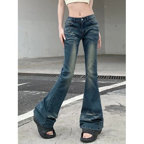 Rockmore-Jean Vintage Pour Femme,Esthétique,Taille Basse,Évasé,Mode Cyber Y2k,Streetwear,Denim,Rétro,Coréen